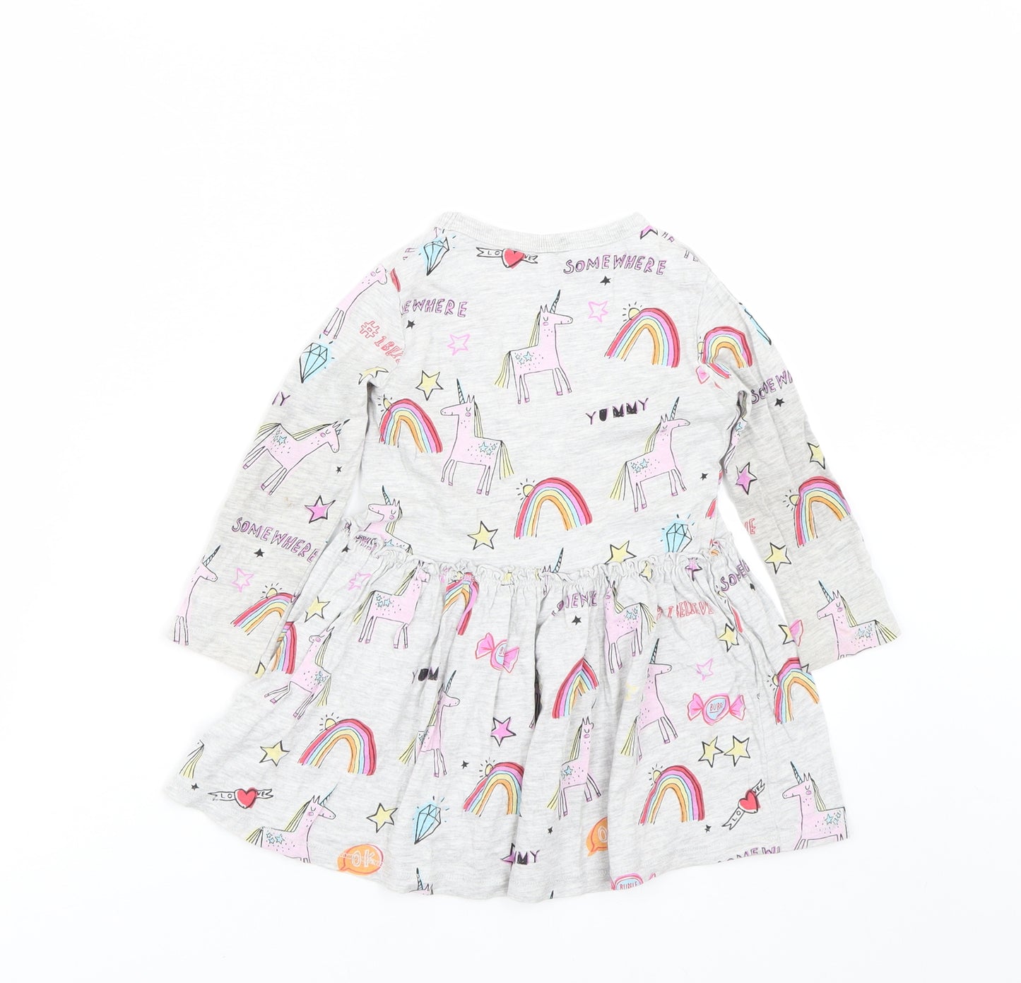 NEXT Girls Grey Animal Print  T-Shirt Dress  Size 18-24 Months  - Unicorn