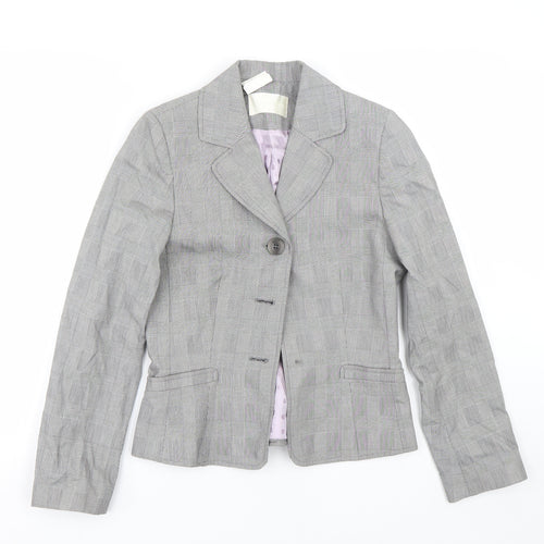 Ronit Zilkha Womens Grey Check  Jacket Suit Size 8