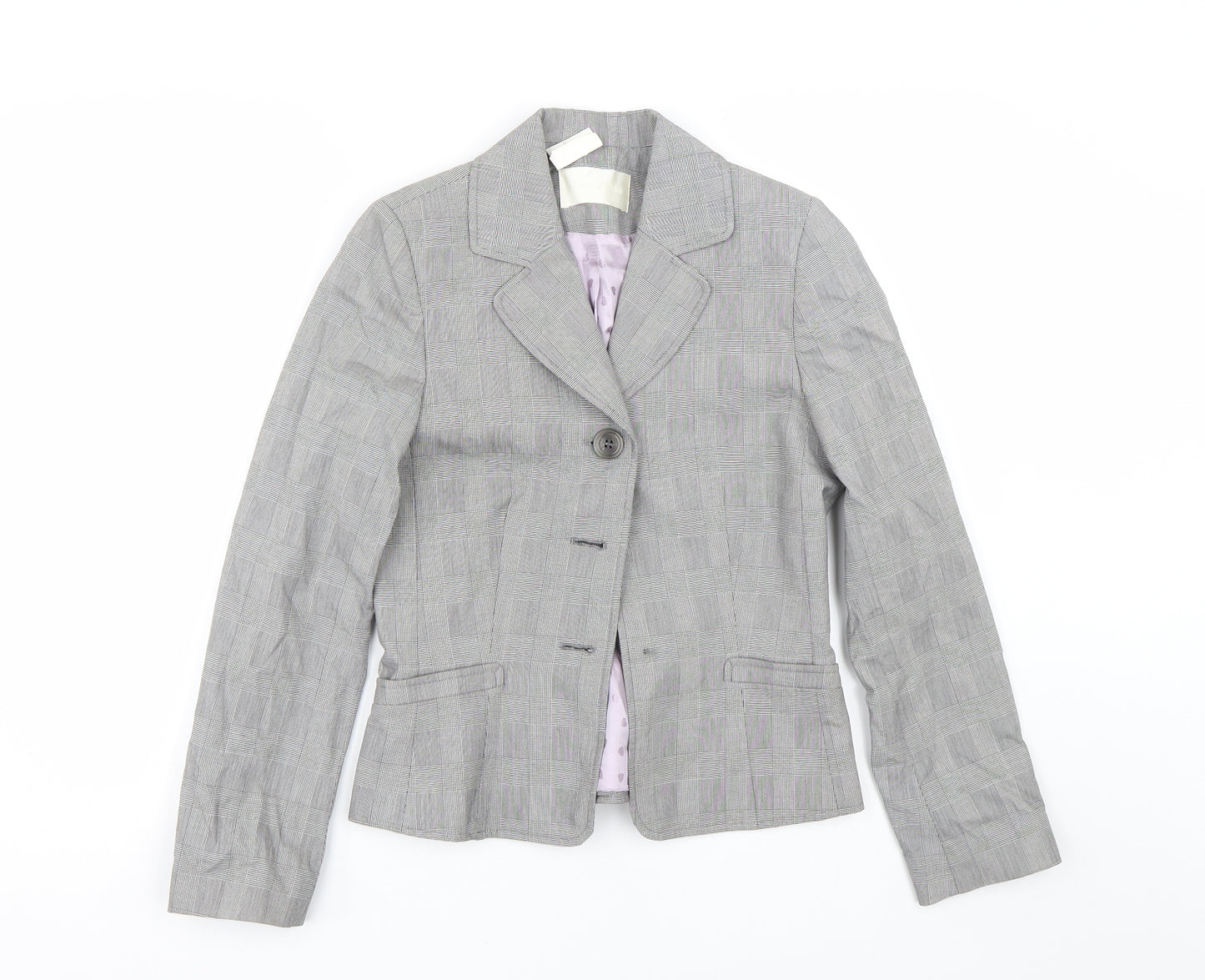 Ronit Zilkha Womens Grey Check  Jacket Suit Size 8