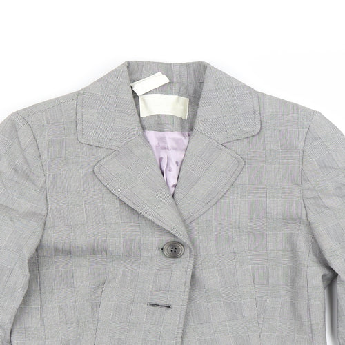 Ronit Zilkha Womens Grey Check  Jacket Suit Size 8