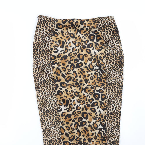 Papaya Womens Brown Animal Print  Bandage Skirt Size 10