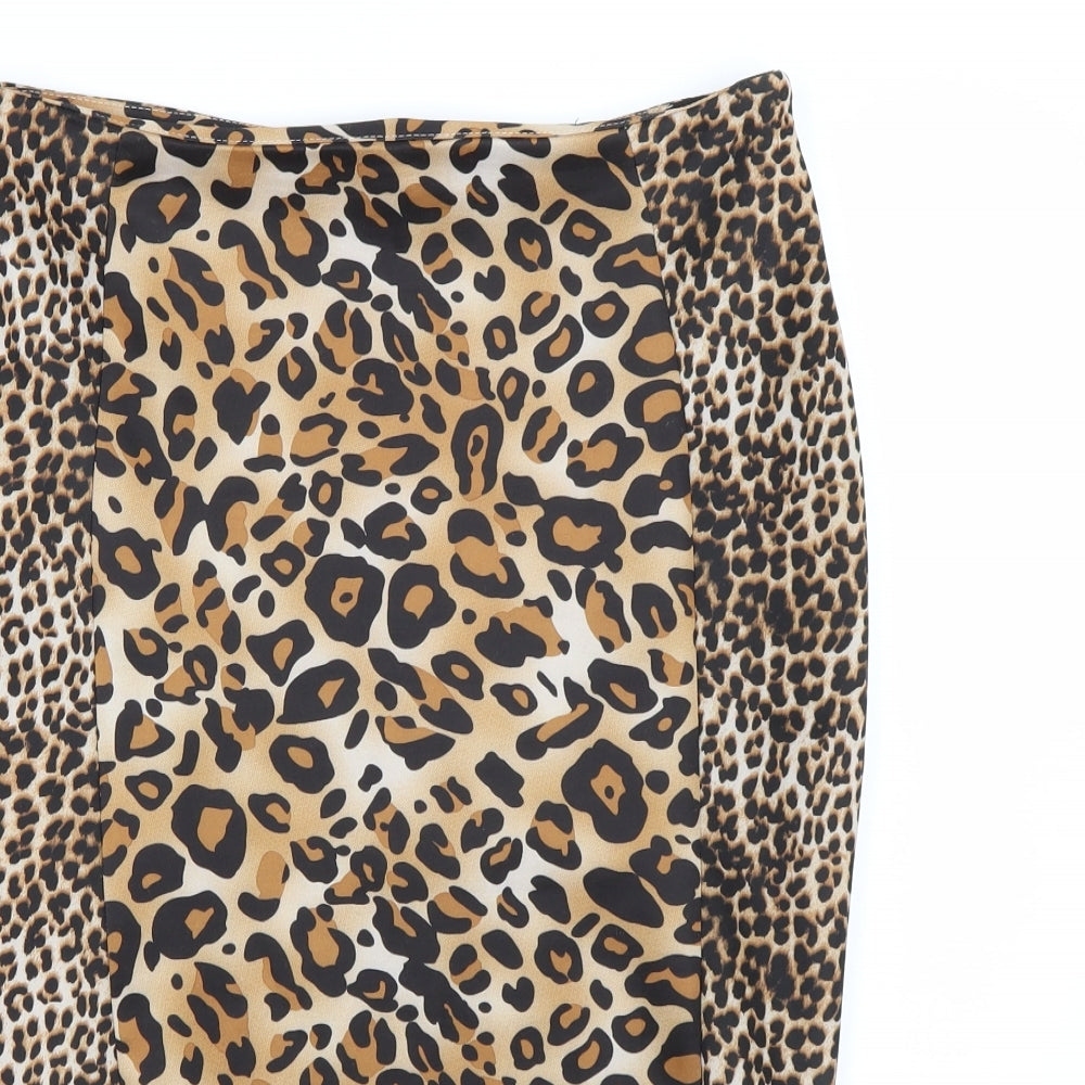 Papaya Womens Brown Animal Print  Bandage Skirt Size 10