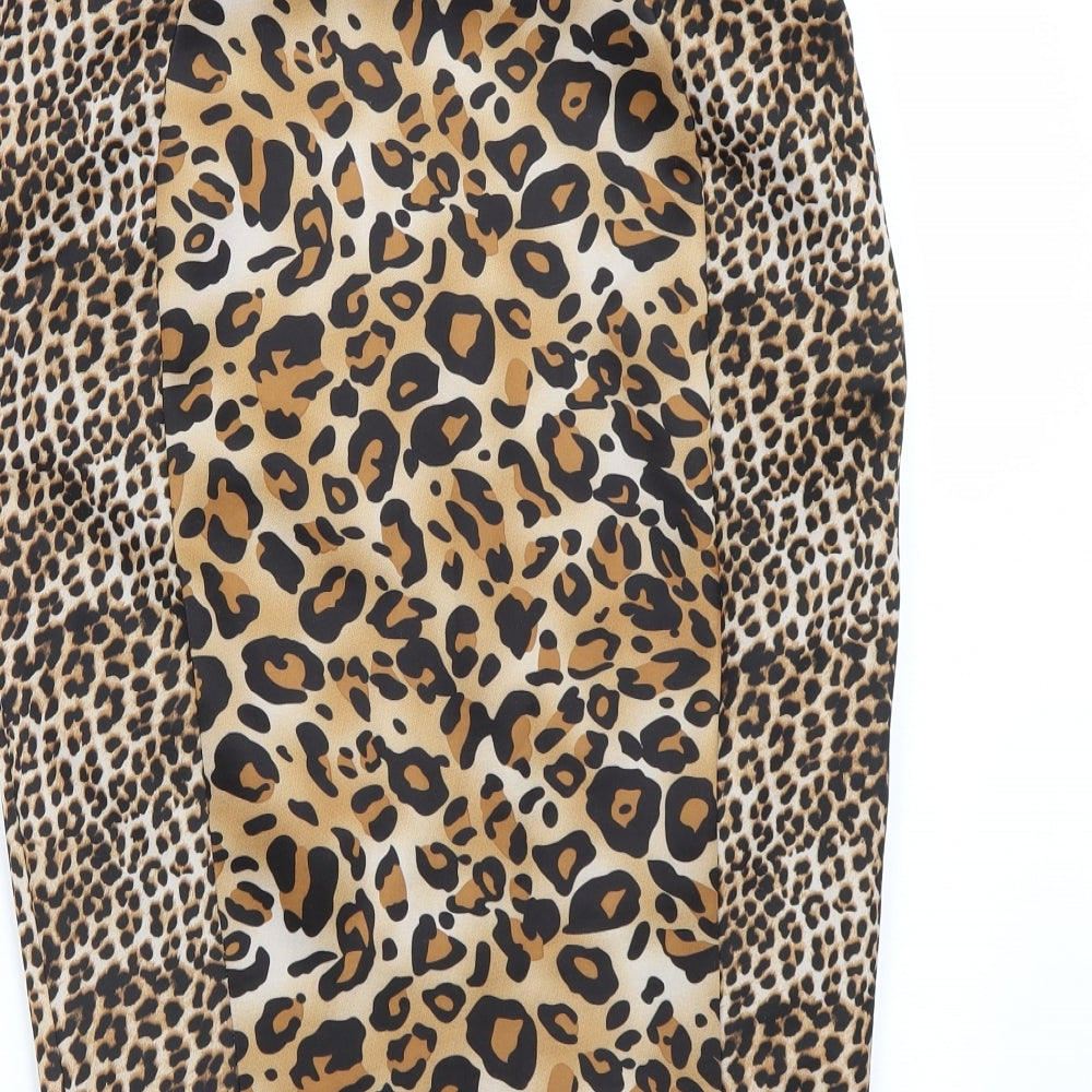 Papaya Womens Brown Animal Print  Bandage Skirt Size 10
