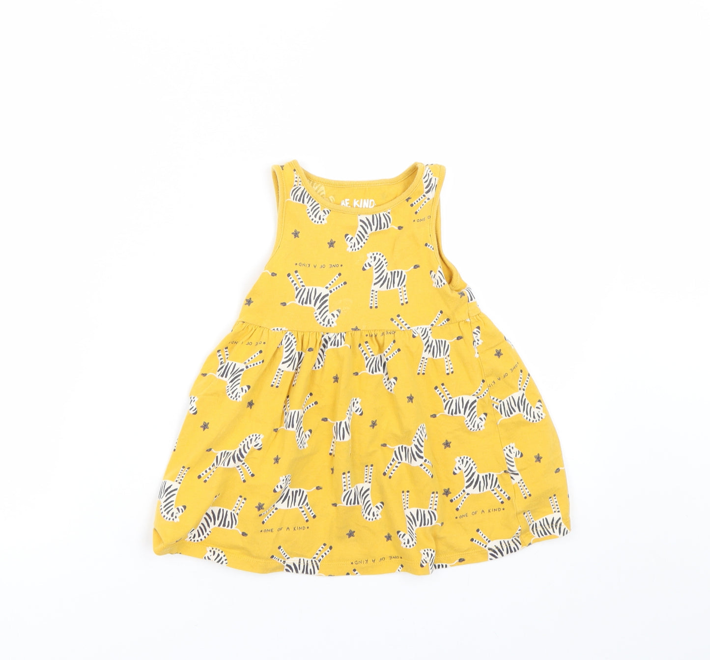 F&F Girls Yellow Animal Print  Tank Dress  Size 2-3 Years  - Zebra