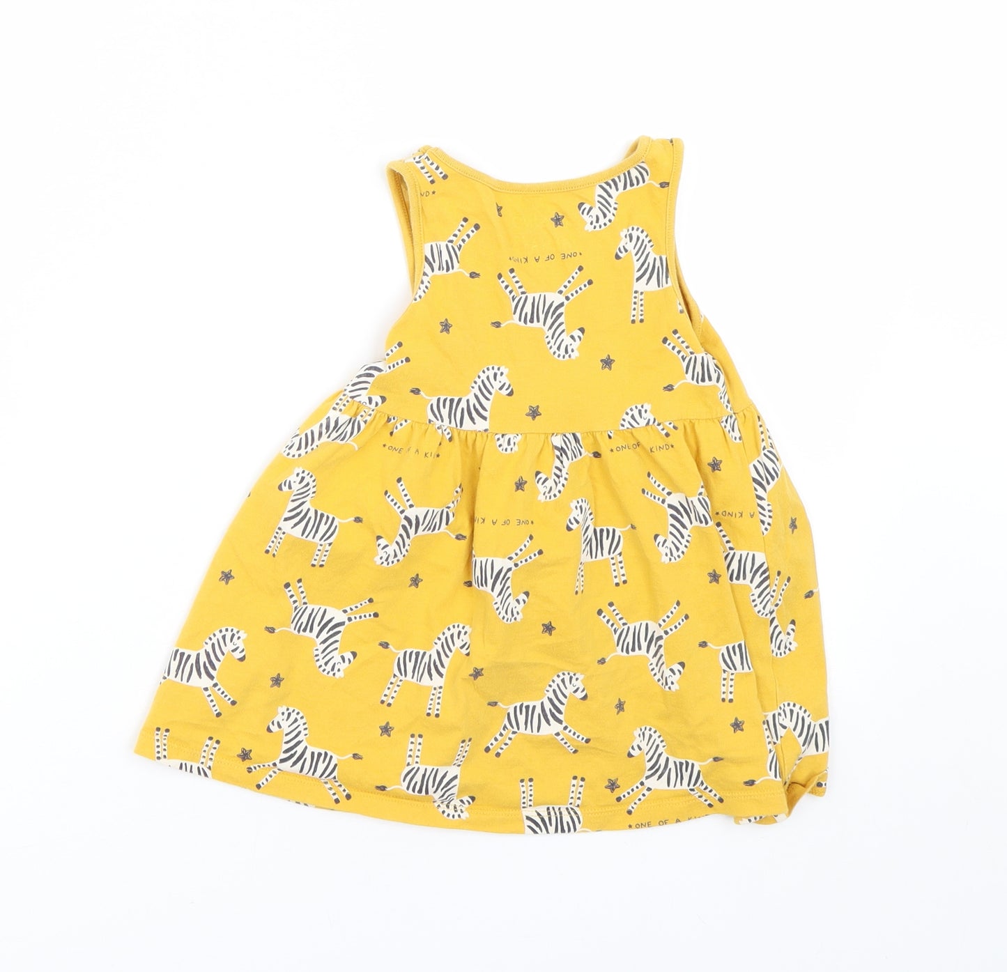F&F Girls Yellow Animal Print  Tank Dress  Size 2-3 Years  - Zebra
