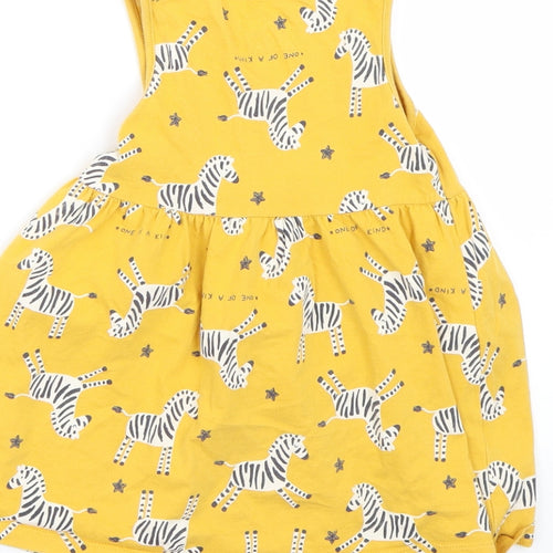 F&F Girls Yellow Animal Print  Tank Dress  Size 2-3 Years  - Zebra