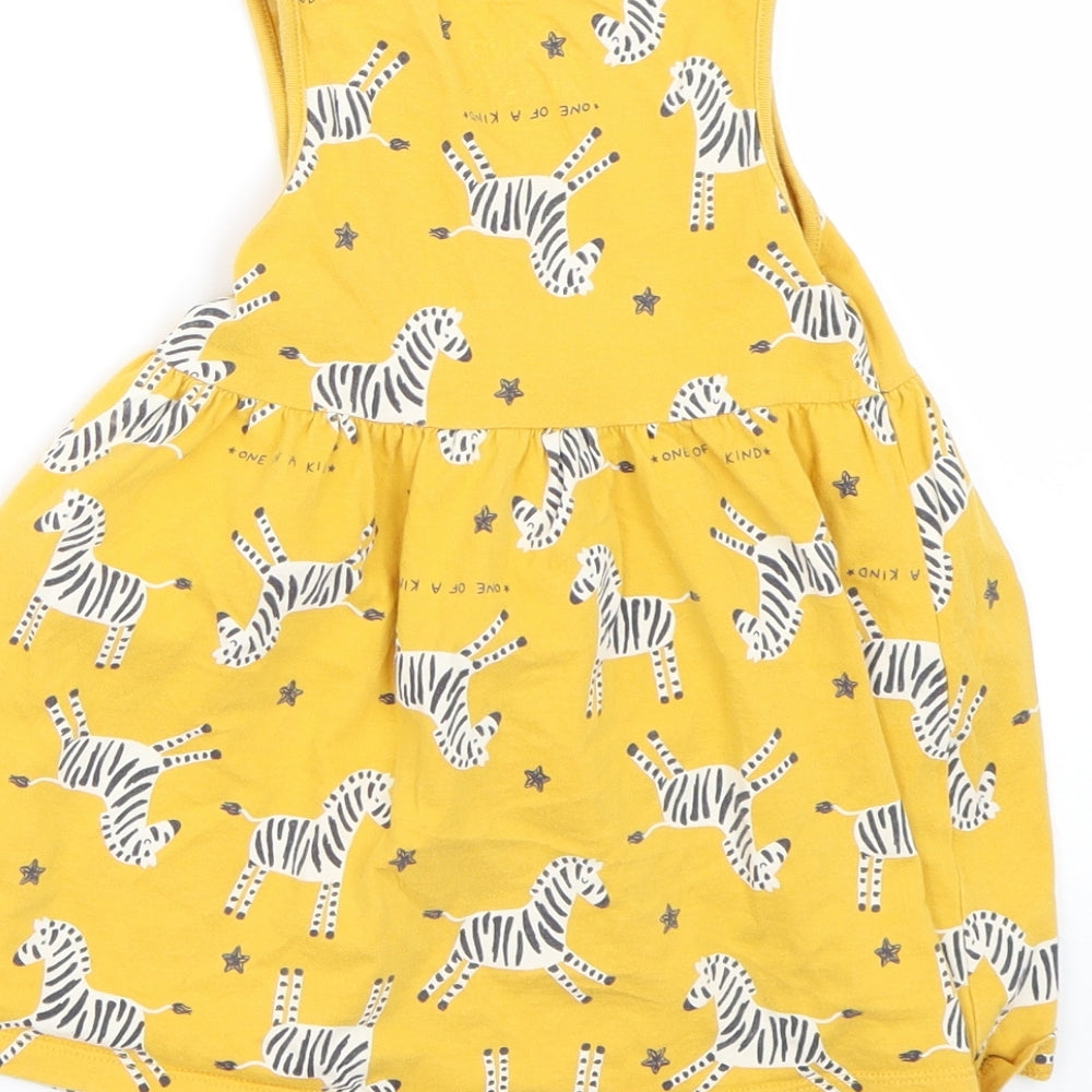 F&F Girls Yellow Animal Print  Tank Dress  Size 2-3 Years  - Zebra