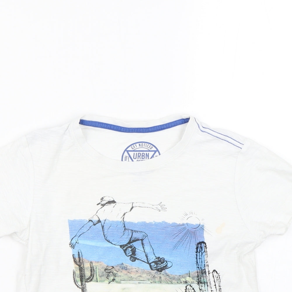 Matalan Boys White   Basic T-Shirt Size 8 Years  - Skate