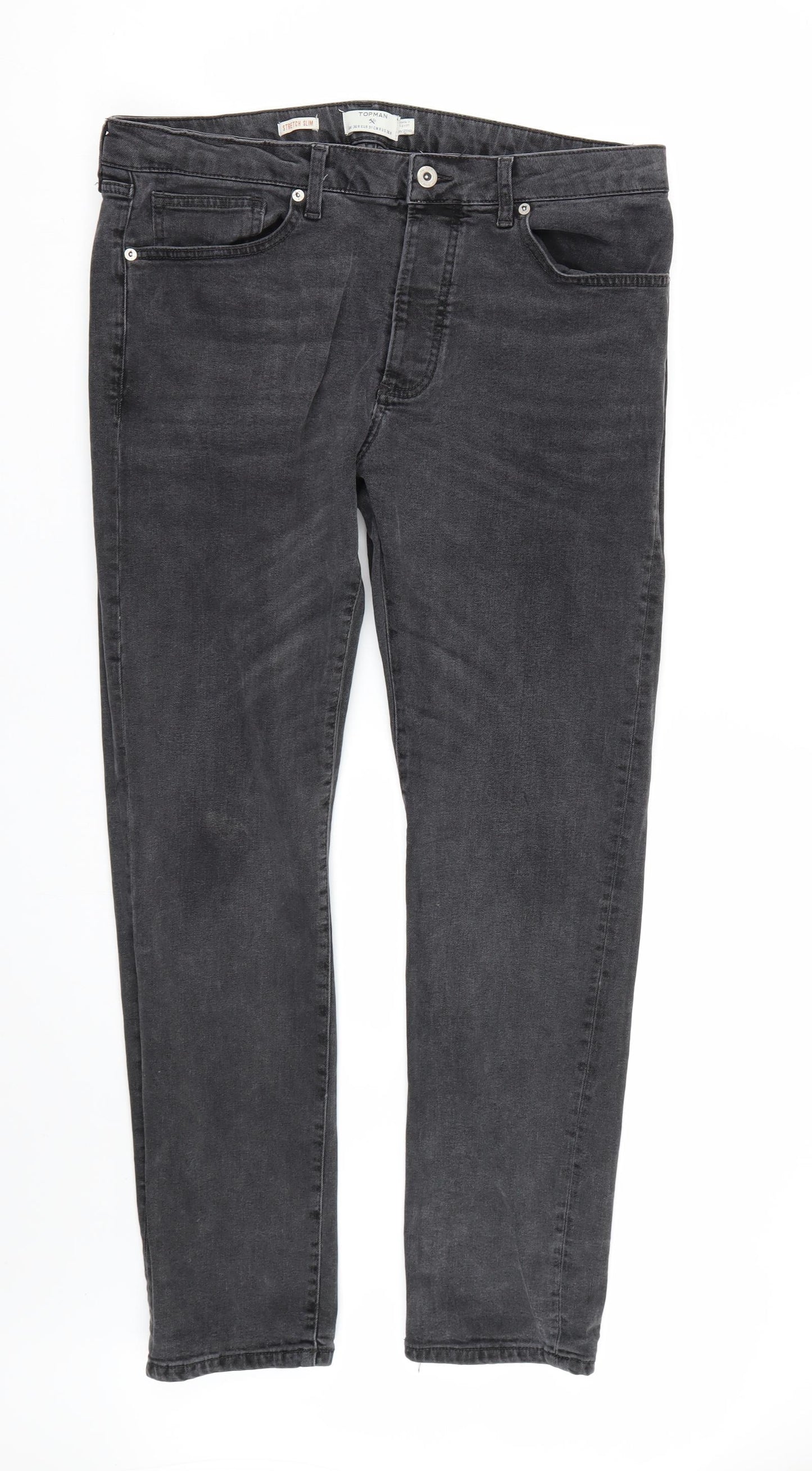 Topman Mens Black  Denim Skinny Jeans Size 36 L28 in