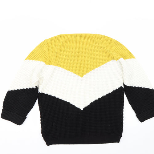 ILoveyou Womens Yellow Striped  Pullover Jumper Size S