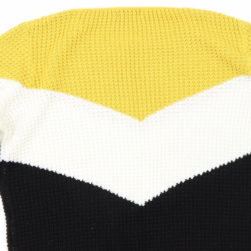 ILoveyou Womens Yellow Striped  Pullover Jumper Size S
