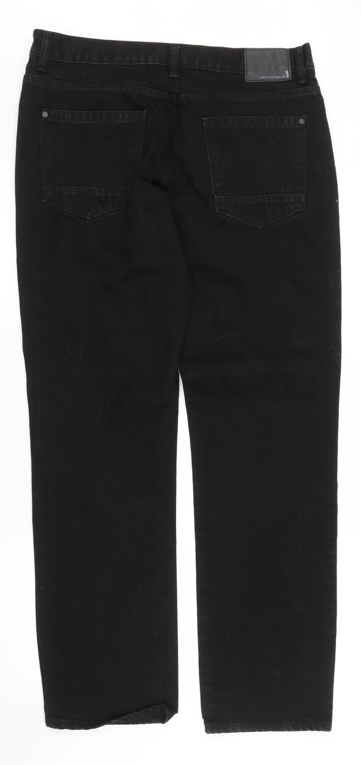 F&F Mens Black  Denim Straight Jeans Size 36 in L34 in