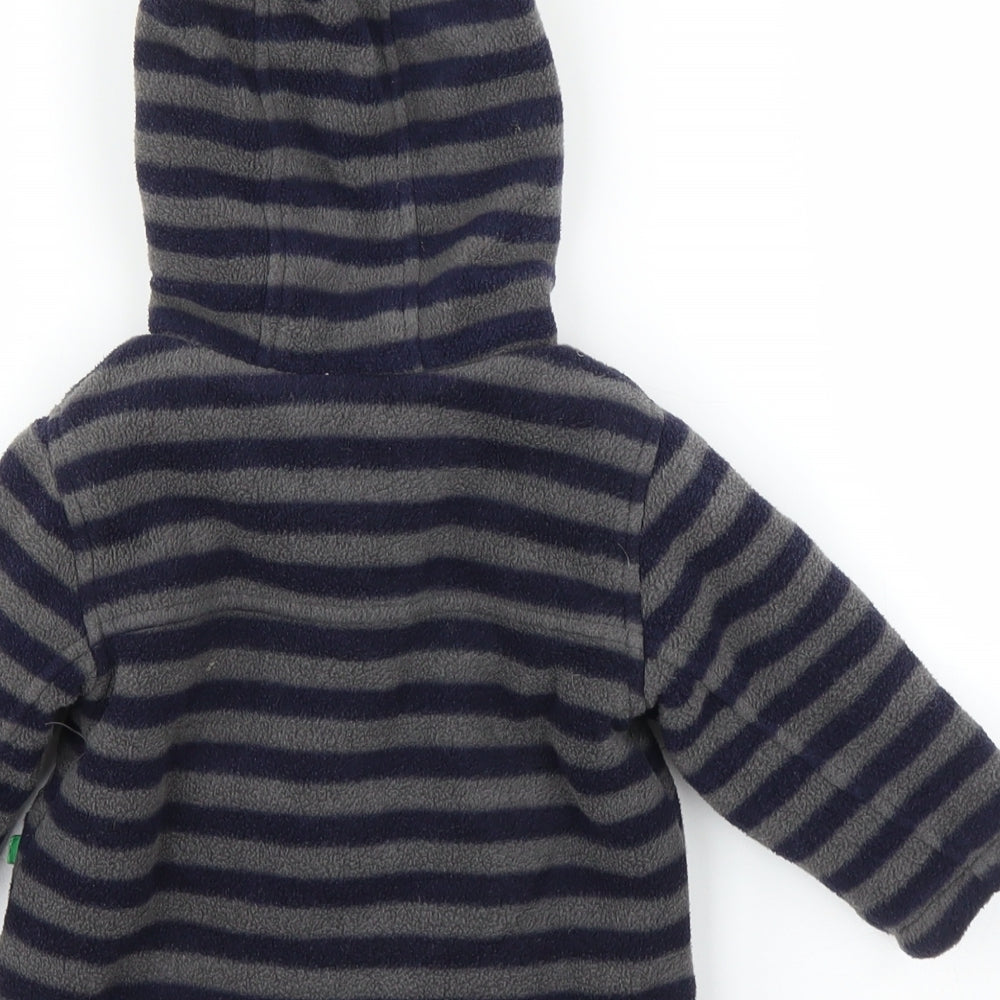 Debenhams Boys Blue Striped  Pea Coat Coatigan Size 6-9 Months