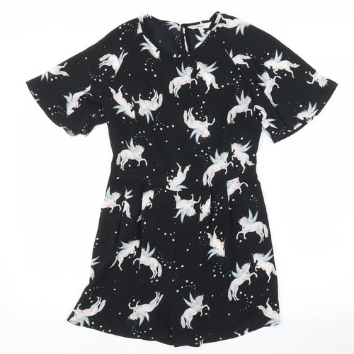 Miss Evie Girls Black   Romper One-Piece Size 11 Years  - Unicorn
