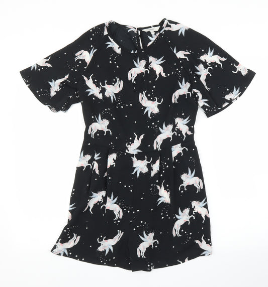 Miss Evie Girls Black   Romper One-Piece Size 11 Years  - Unicorn
