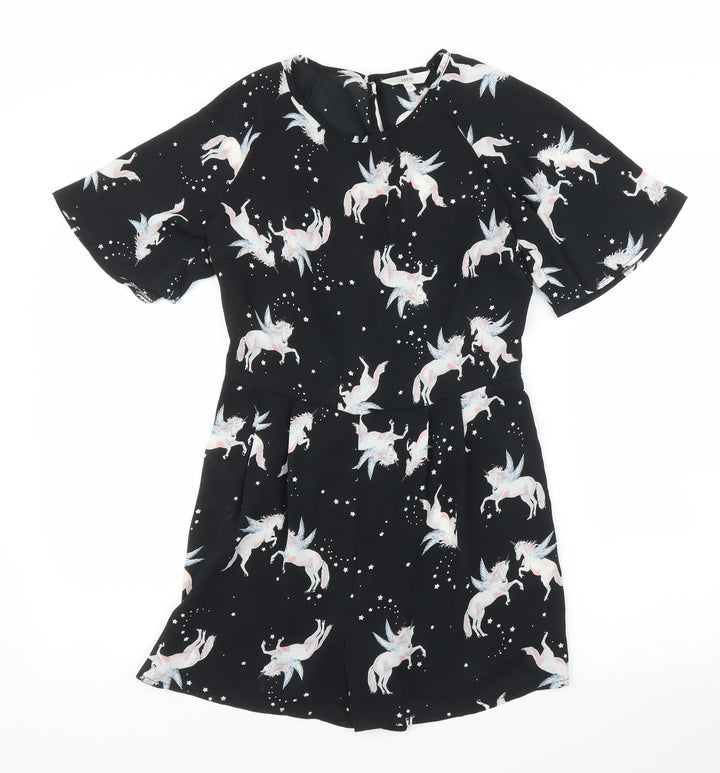 Miss Evie Girls Black Romper One-Piece Size 11 Years - Unicorn