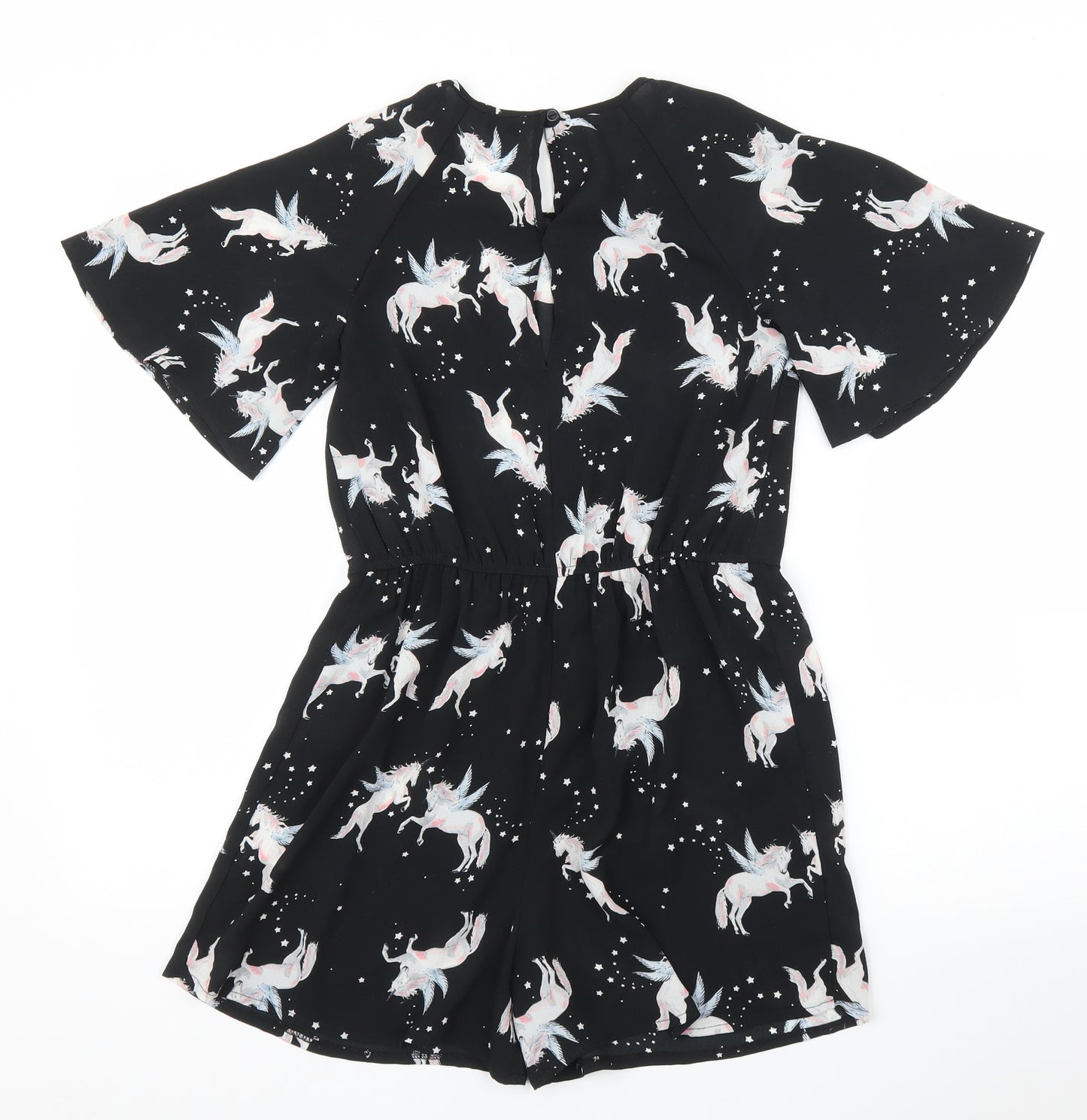 Miss Evie Girls Black   Romper One-Piece Size 11 Years  - Unicorn