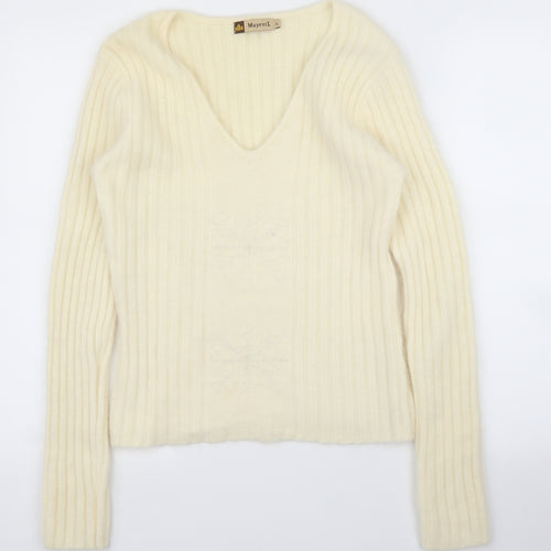 Mayent Womens Ivory   Pullover Jumper Size L