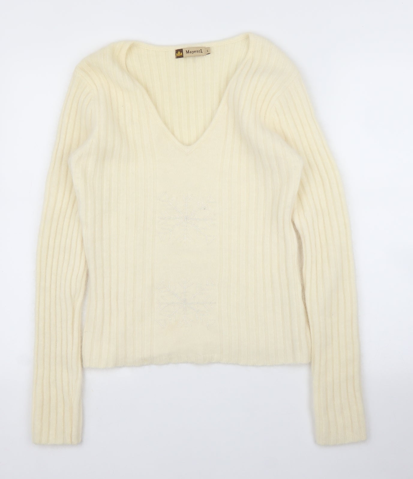 Mayent Womens Ivory   Pullover Jumper Size L