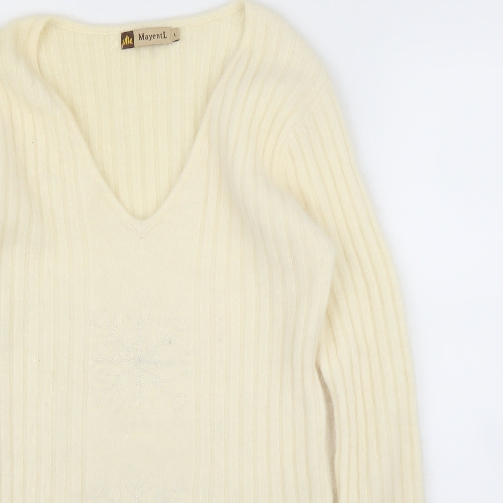 Mayent Womens Ivory   Pullover Jumper Size L