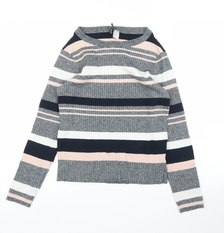 H&M Womens Pink Striped  Pullover Jumper Size L