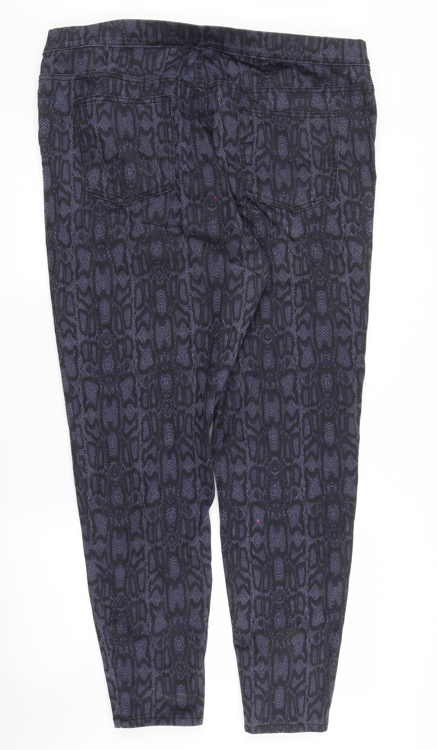 M&S Womens Blue Animal Print Denim Jegging Jeans Size 22 L28 in - Snake print
