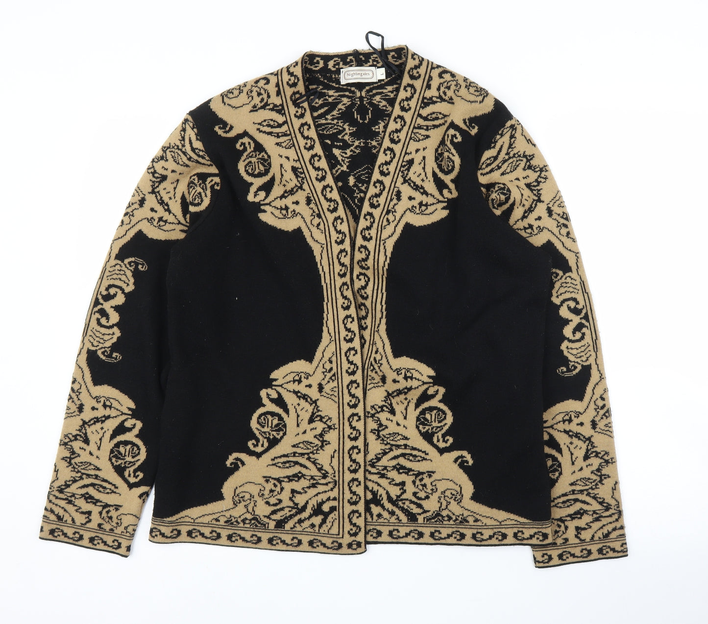 Nightingales Womens Black Floral  Cardigan Jumper Size L