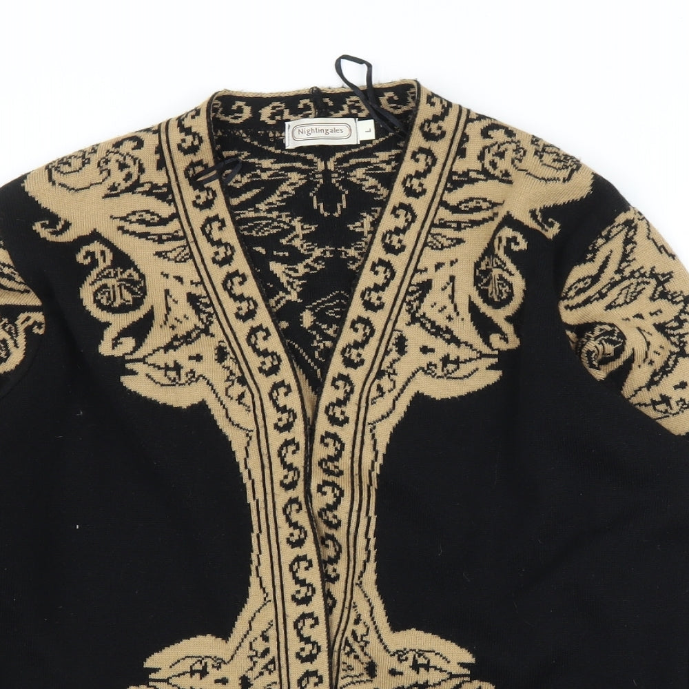 Nightingales Womens Black Floral  Cardigan Jumper Size L