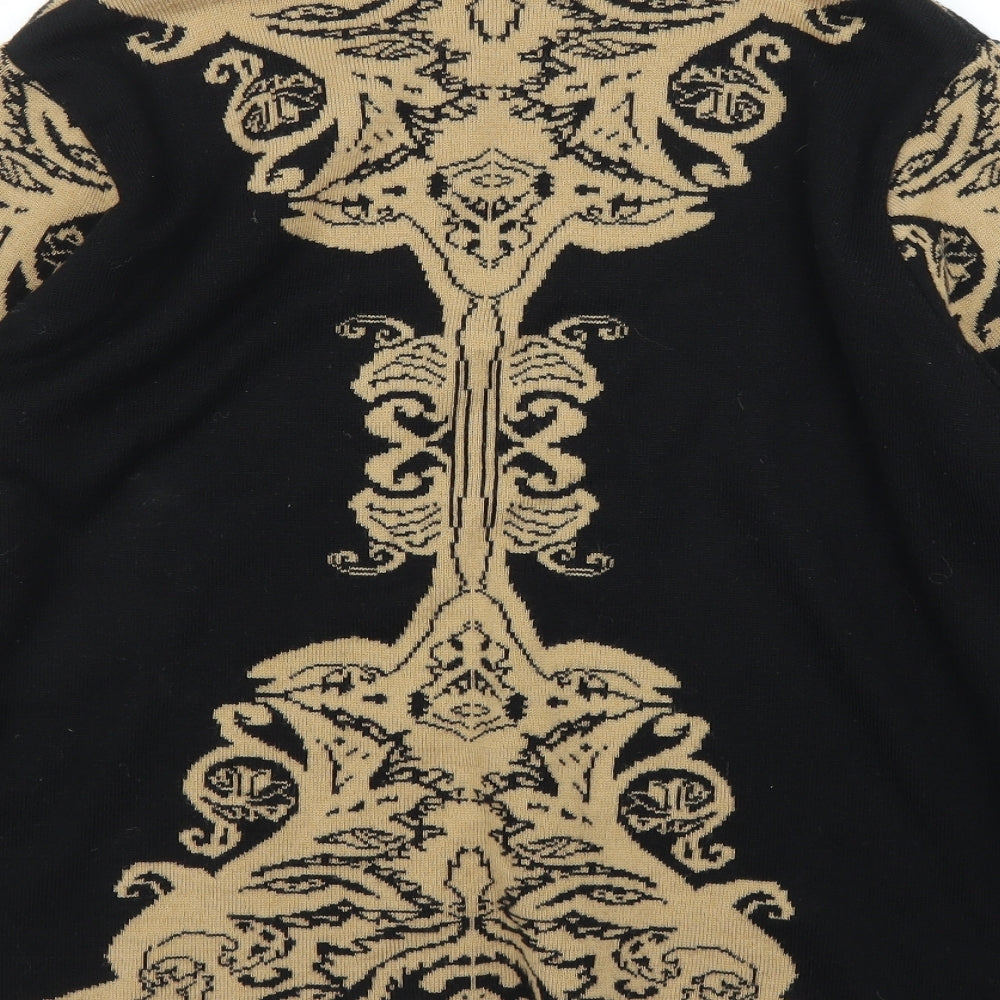 Nightingales Womens Black Floral  Cardigan Jumper Size L