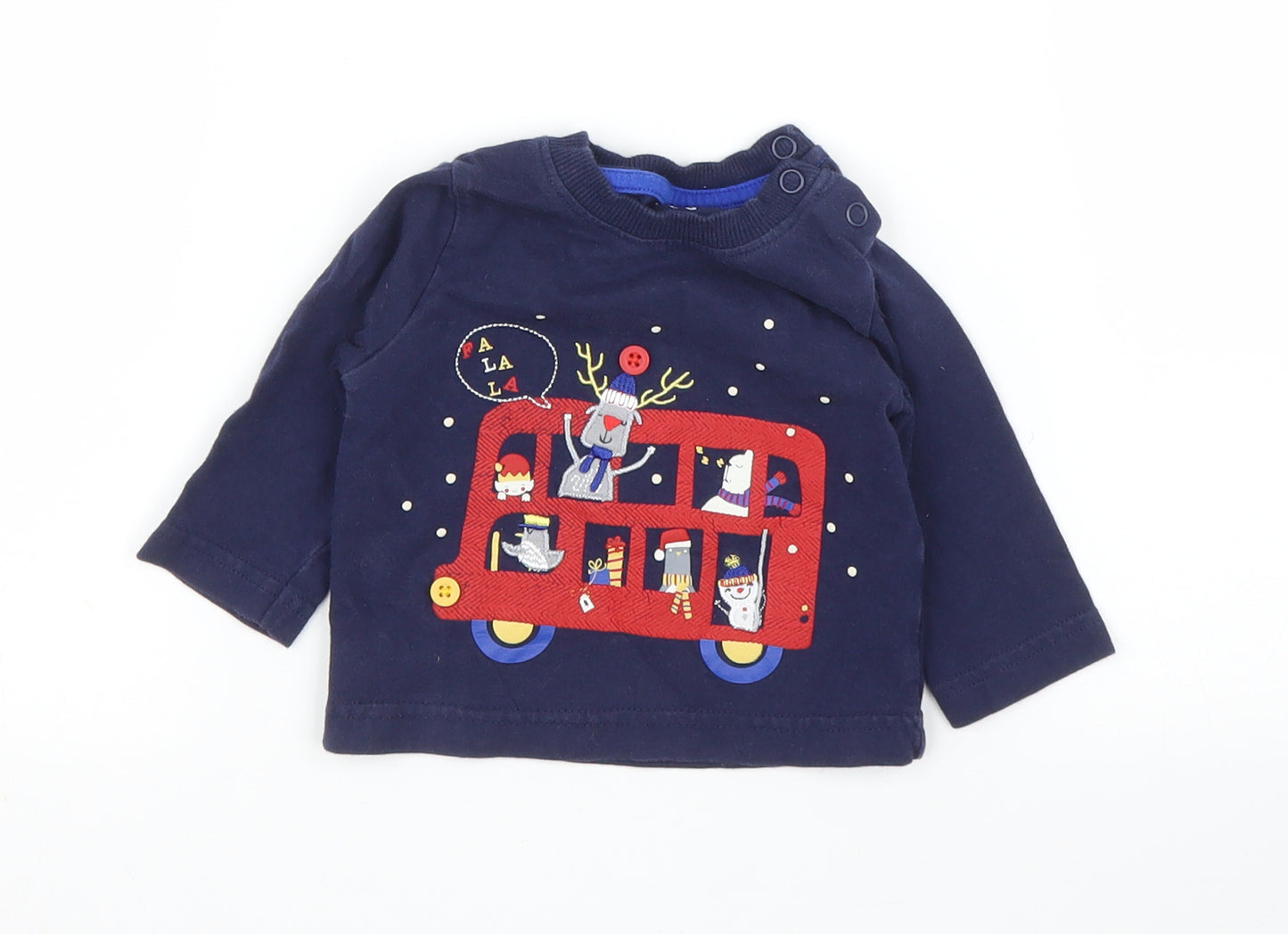 Nutmeg Boys Blue   Basic T-Shirt Size 0-3 Months  - Christmas