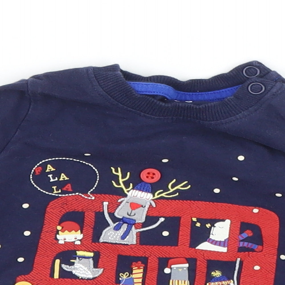 Nutmeg Boys Blue   Basic T-Shirt Size 0-3 Months  - Christmas