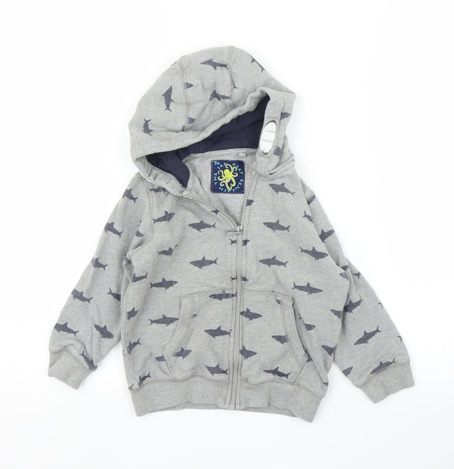 TU Boys Grey   Full Zip Hoodie Size 3-4 Years