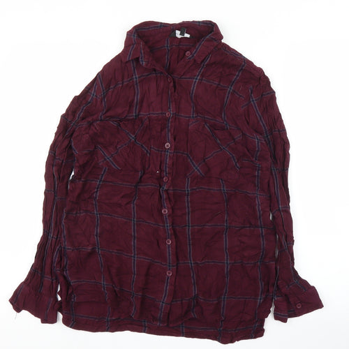 New Look Womens Purple Plaid  Basic Button-Up Size 10