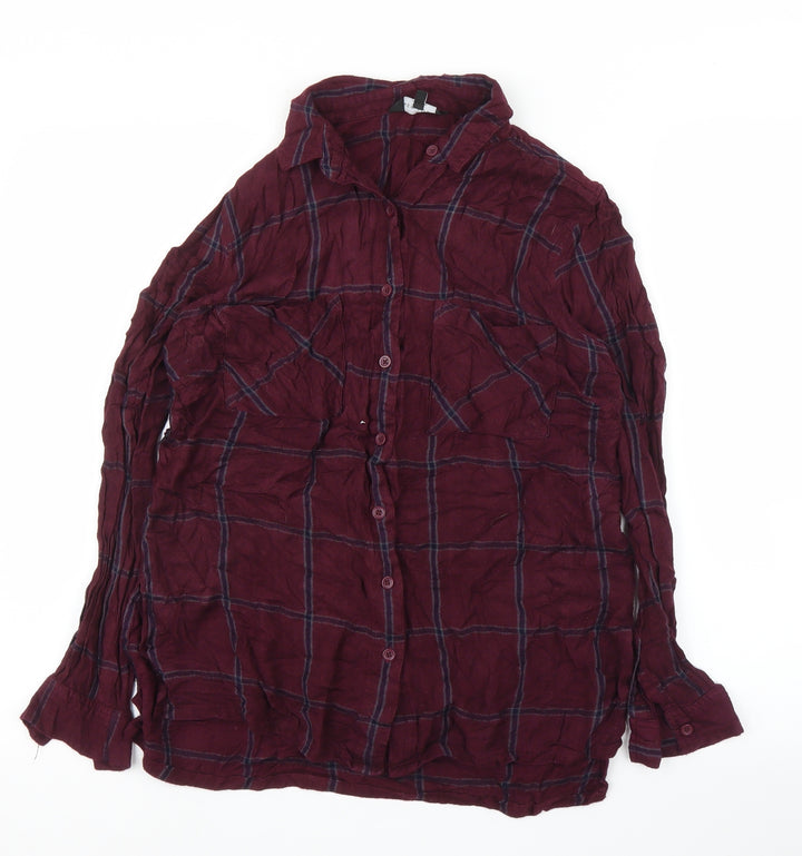 New Look Womens Purple Plaid Basic Button-Up Size 10