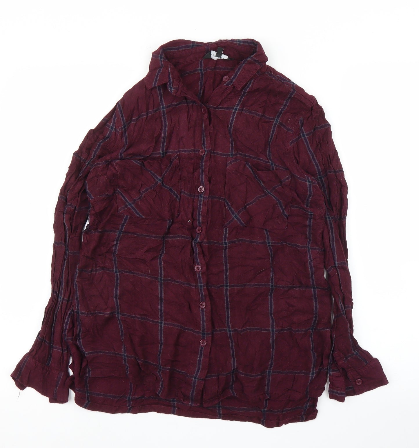 New Look Womens Purple Plaid  Basic Button-Up Size 10