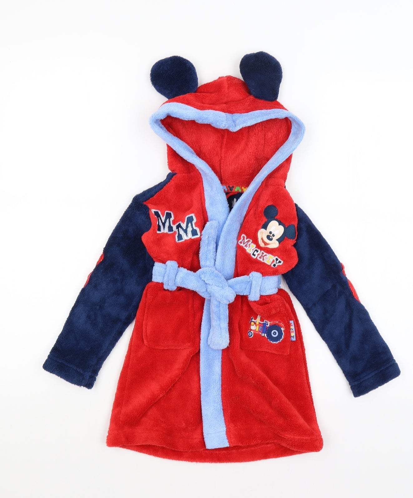 Disney Baby Red Solid  Kimono Gown Size 18-24 Months  - Mickey Mouse