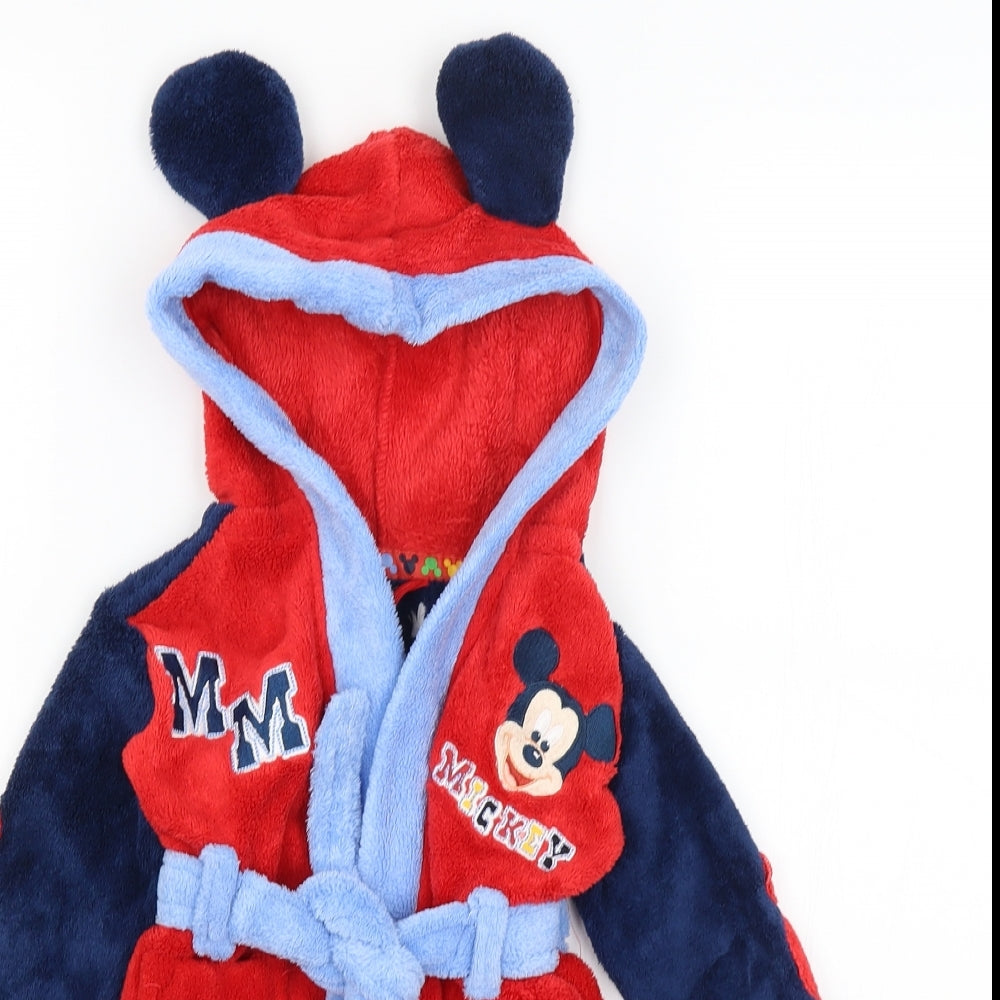 Disney Baby Red Solid  Kimono Gown Size 18-24 Months  - Mickey Mouse