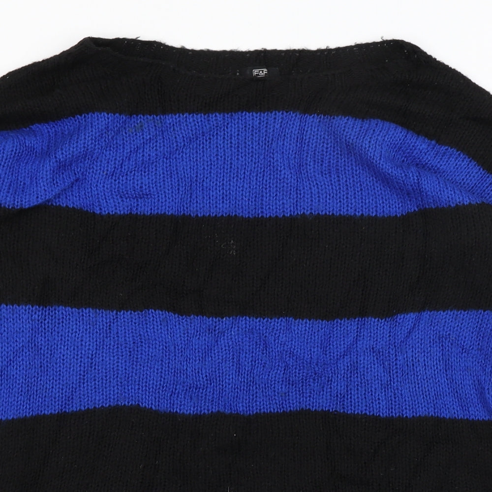 F&F Womens Black Striped  Pullover Jumper Size 18