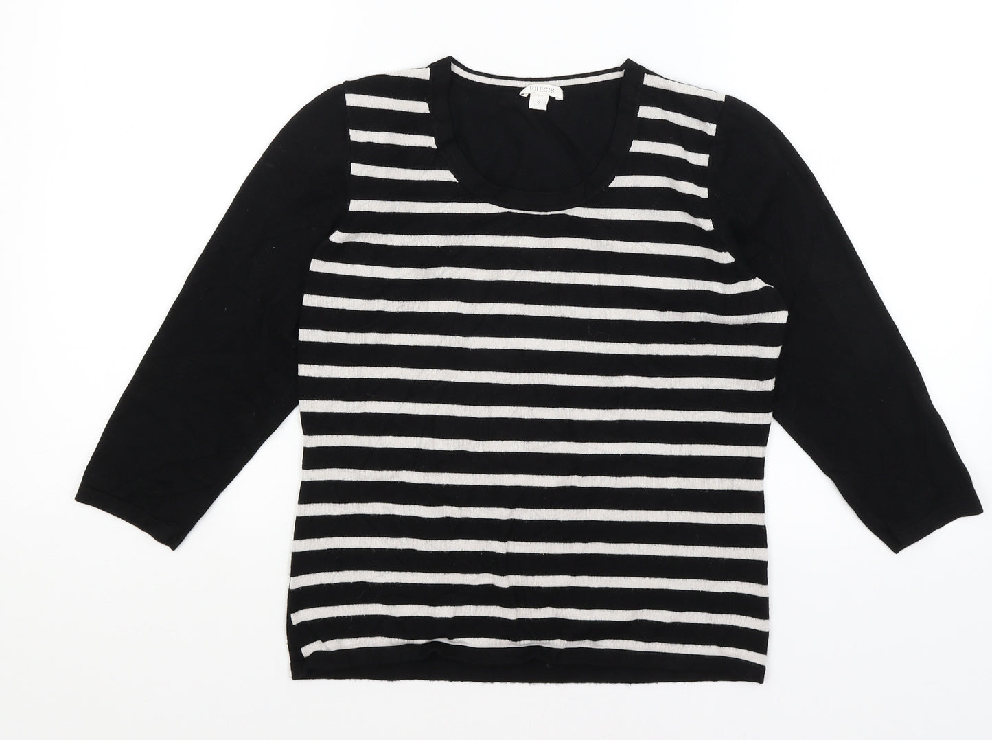 Precis Womens Black Striped  Pullover Jumper Size S