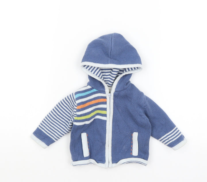 mamas & papas Baby Blue Striped Full Zip Jumper Size 0-3 Months