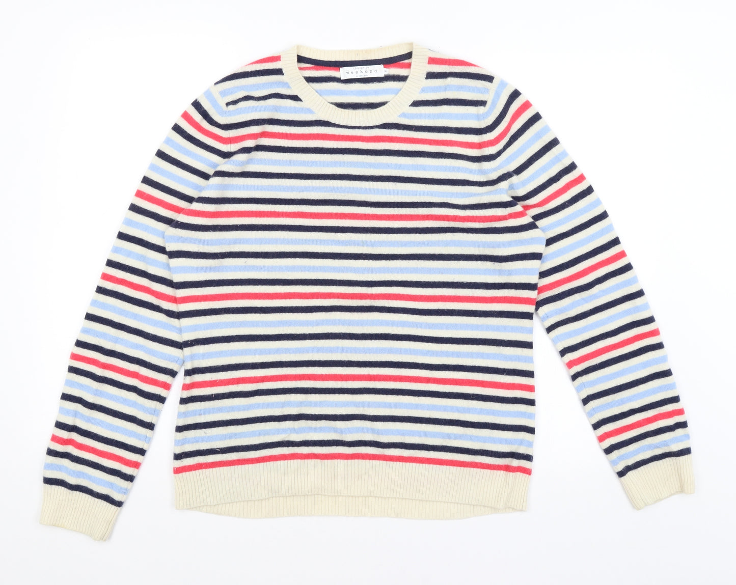 Collection Womens Ivory Striped  Pullover Jumper Size 16