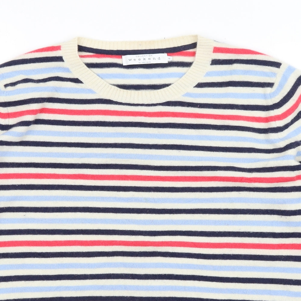 Collection Womens Ivory Striped  Pullover Jumper Size 16