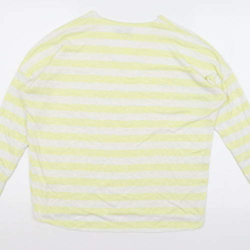 Preworn Womens Yellow Striped  Basic T-Shirt Size M