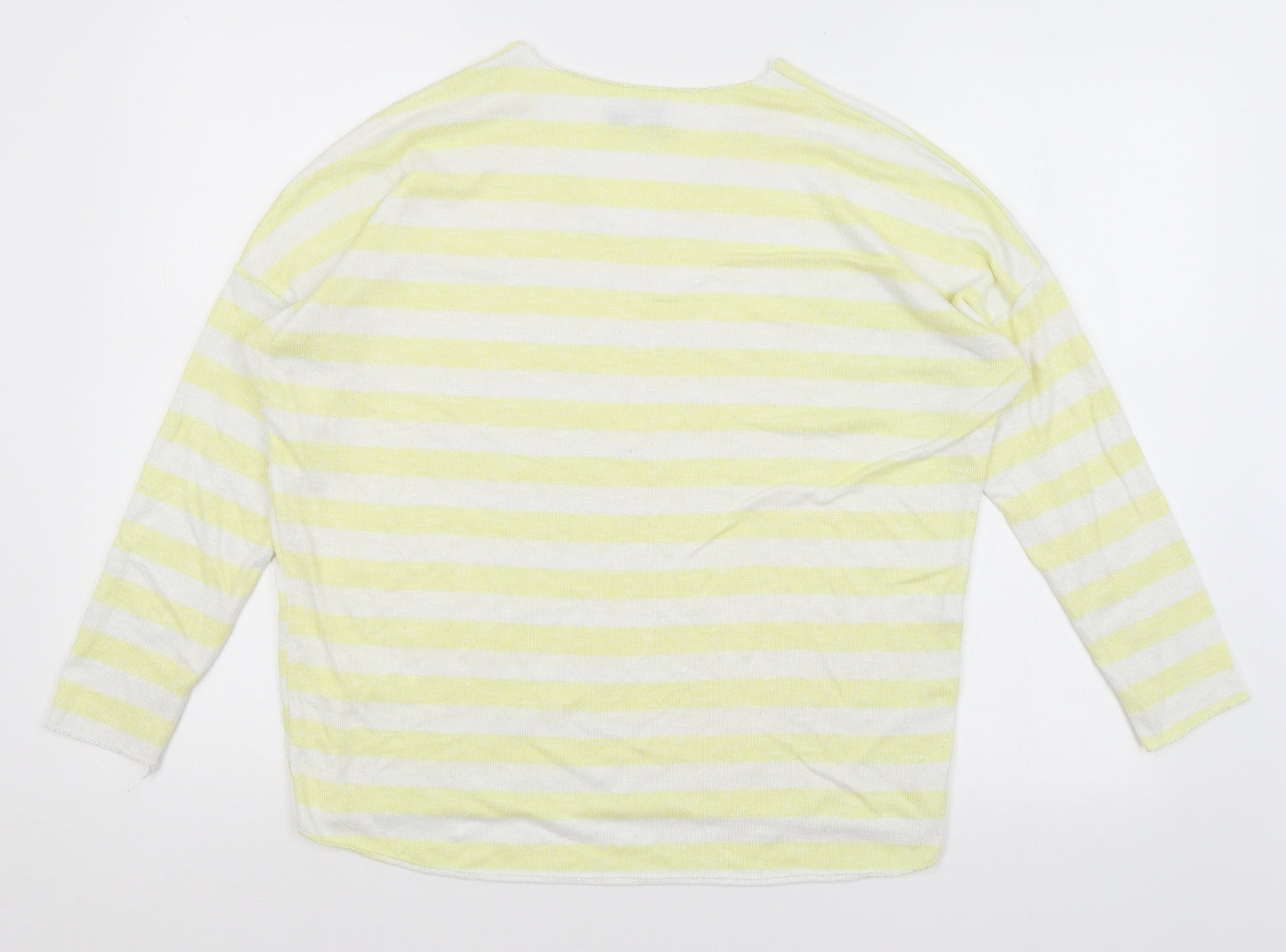 Preworn Womens Yellow Striped  Basic T-Shirt Size M