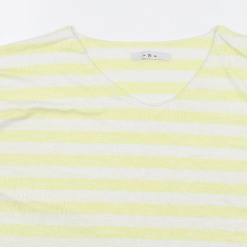 Preworn Womens Yellow Striped  Basic T-Shirt Size M