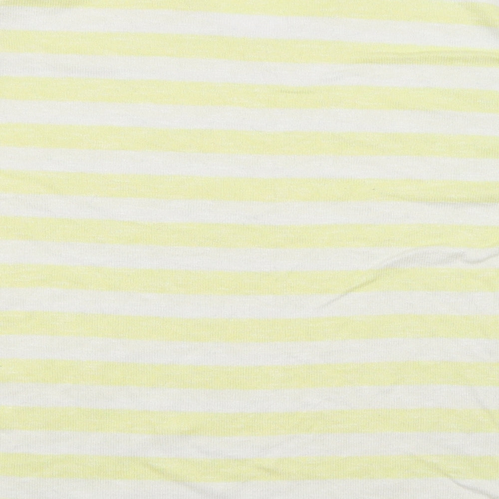 Preworn Womens Yellow Striped  Basic T-Shirt Size M