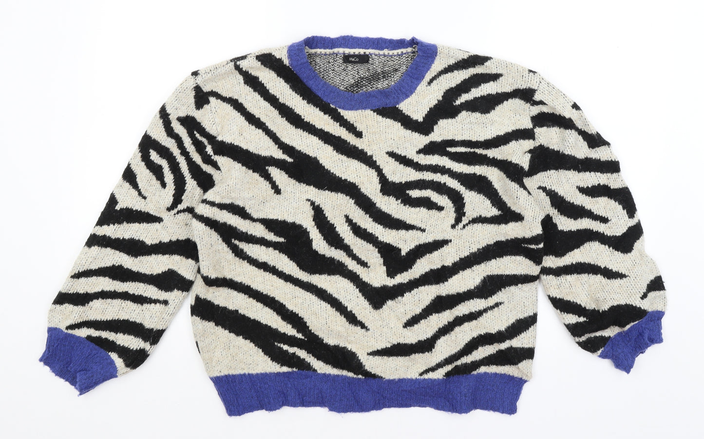 M&Co Womens Ivory Animal Print  Pullover Jumper Size 12