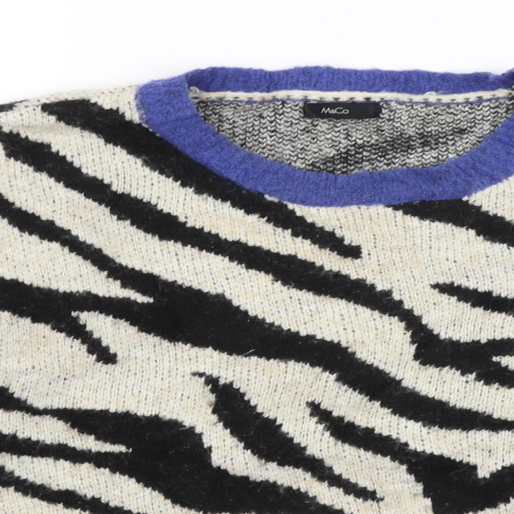 M&Co Womens Ivory Animal Print  Pullover Jumper Size 12
