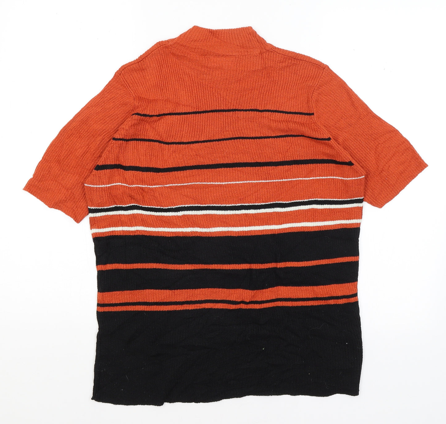 essence Womens Orange Striped  Basic T-Shirt Size 18