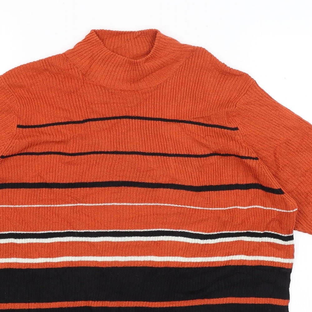 essence Womens Orange Striped  Basic T-Shirt Size 18